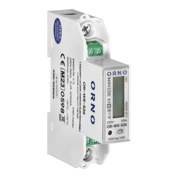 1-phase electricity meter, bidirectional, multi-tariff, 100A, RS-485 port, MID, 1 module, DIN TH-35mm